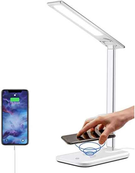 KENTON WIRELESS CELL CHARGER AND DESK LAMP - WHITE