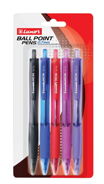 LUX 1780_5BC luxor retractable ball pens pack 5